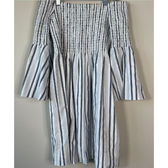 Sam Edelman Striped Off Y2K The Shoulder Bell Sleeve Dress Women's Size 4 - Picture 6 of 7